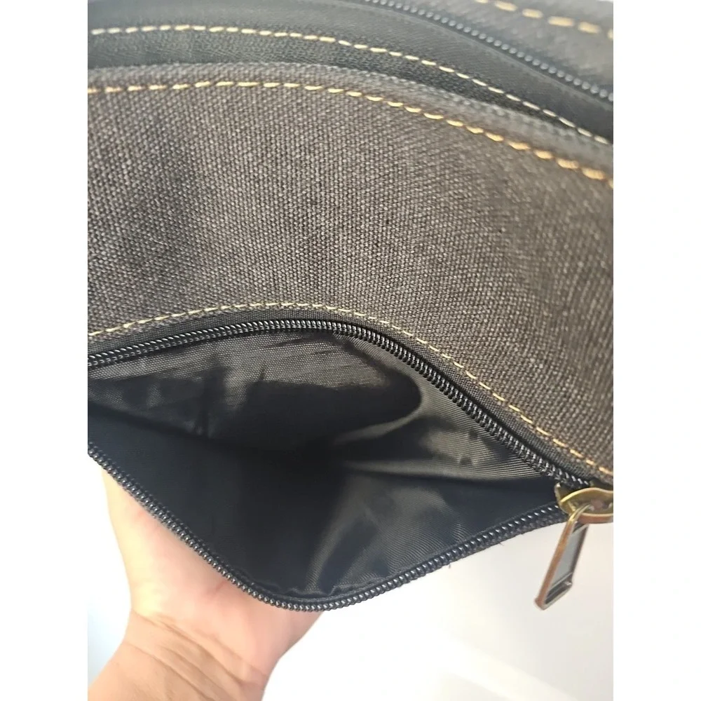 Prarie Schooner Unisex Crossbody Bag Black Canvas Heavy Duty‎ Multi Pocket